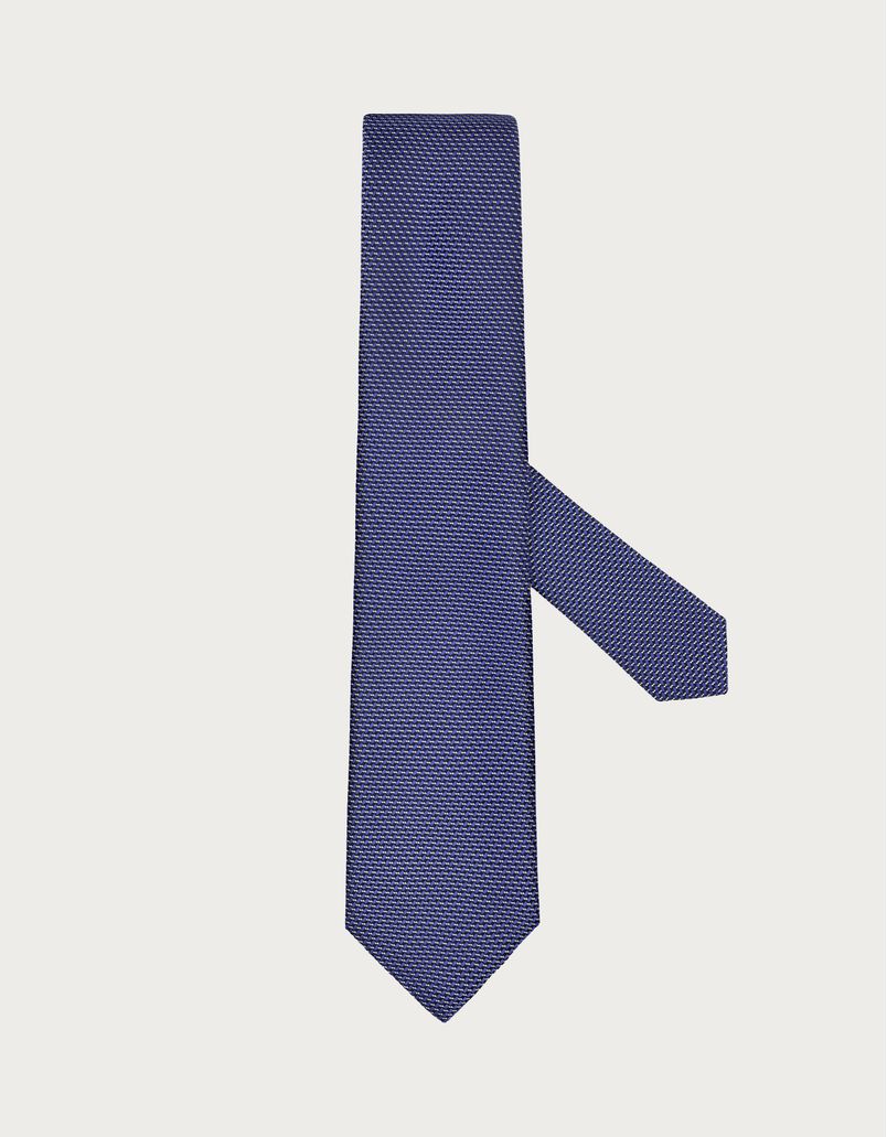 Blue silk tie with micro pattern