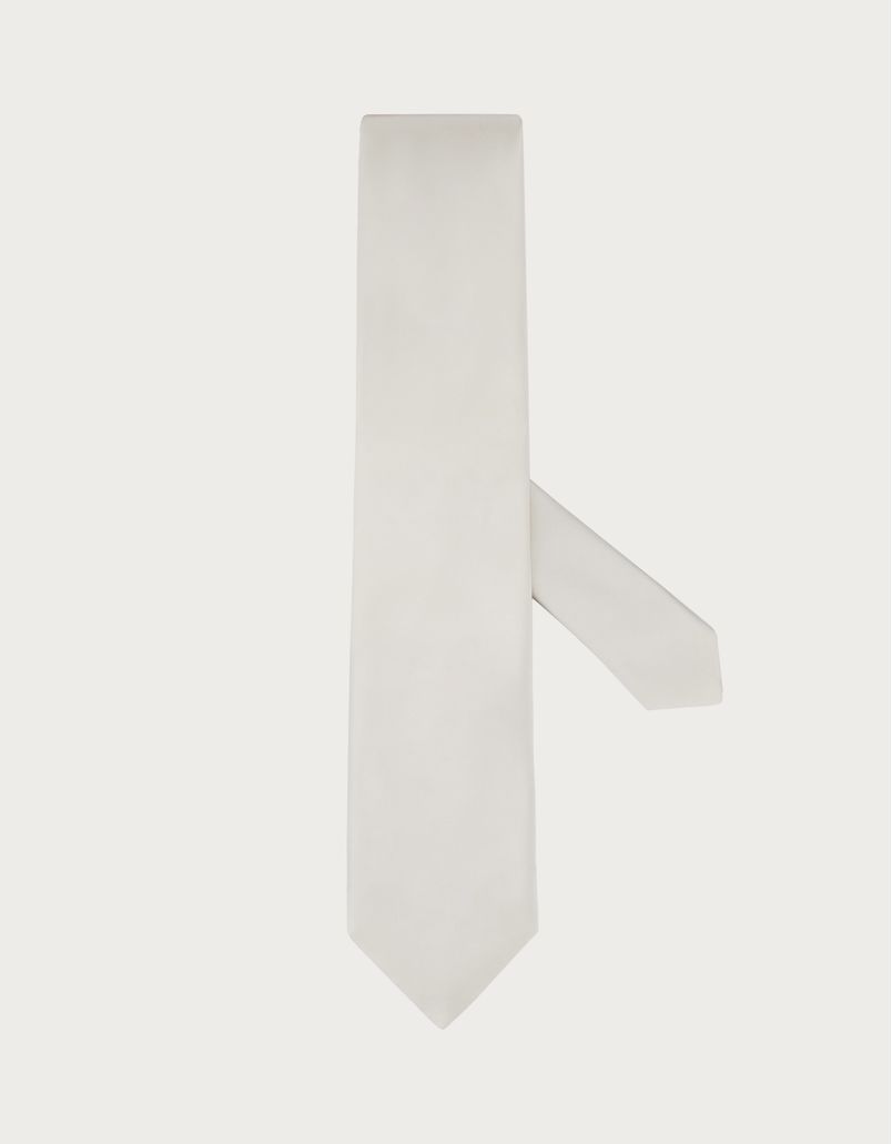 Jacquard tie in white silk