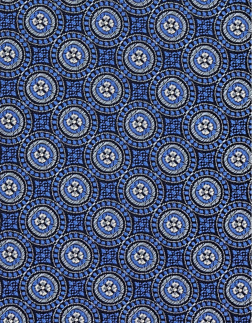 Cravate en soie bleue avec motif fantaisie