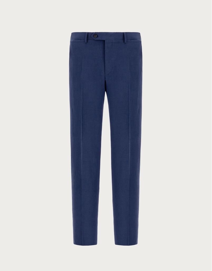 Pantaloni in seta e lino bluette - Exclusive