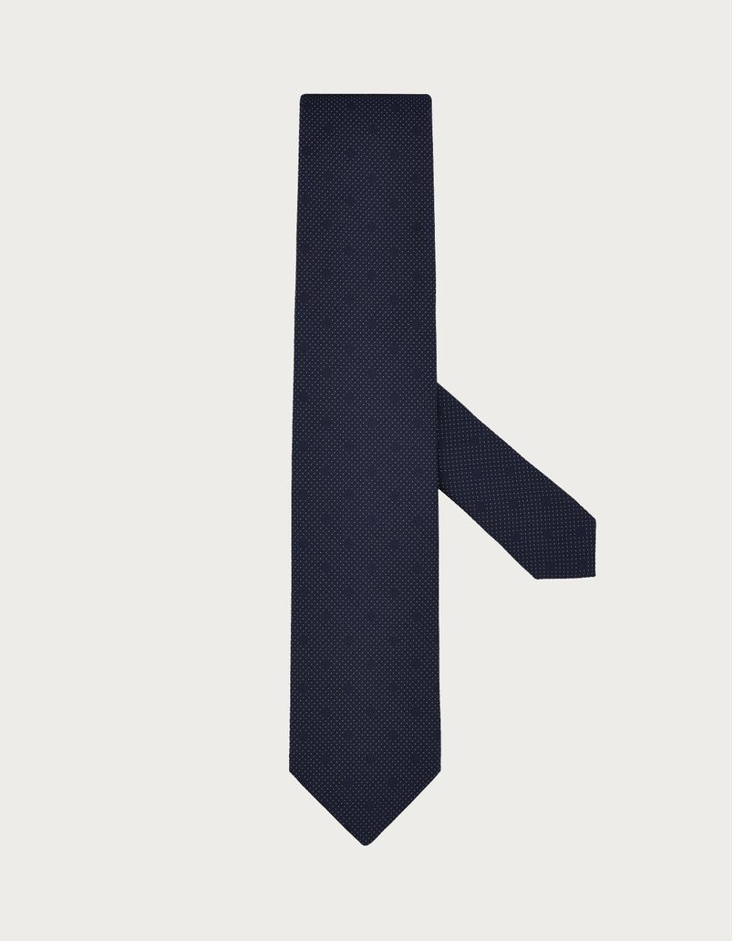 Black silk tie with micro pattern