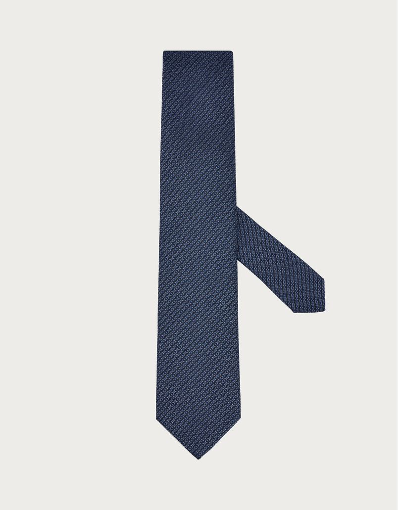 Jacquard tie in denim blue silk