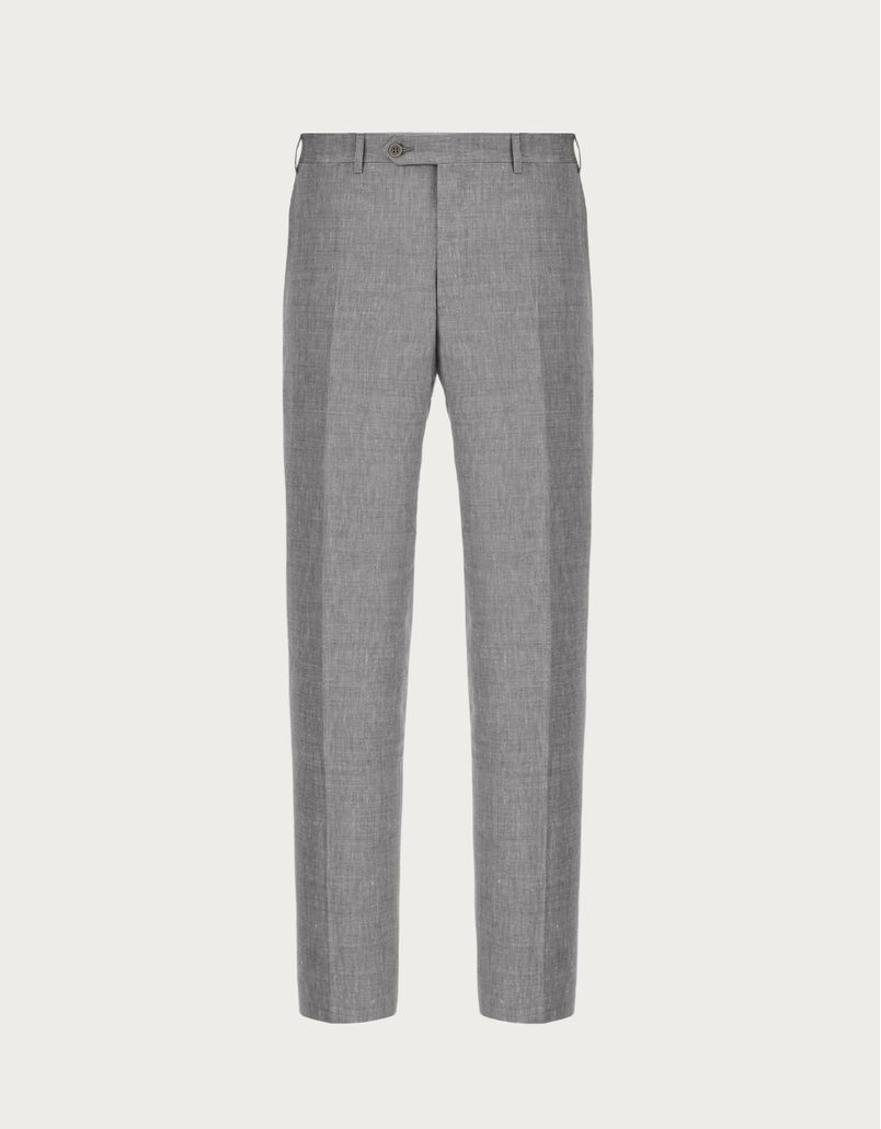 Pantalon gris en lin et laine