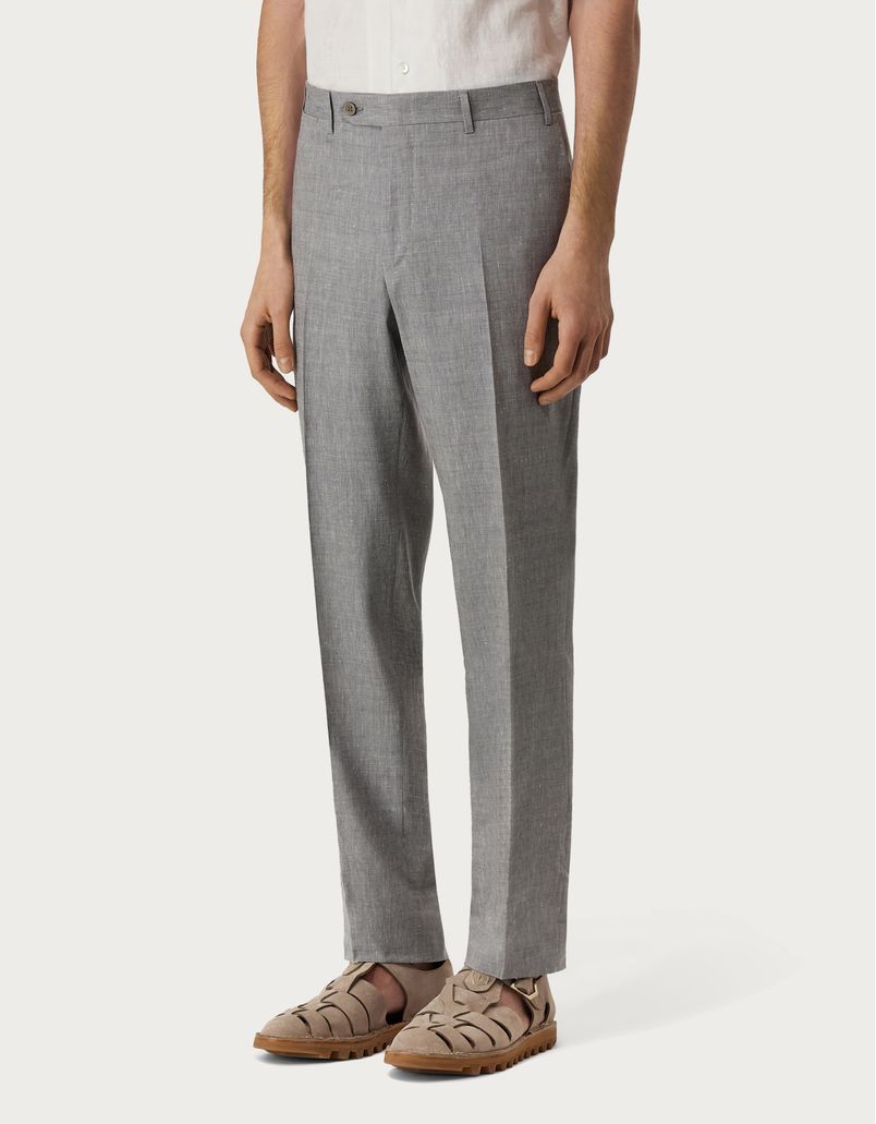 Grey trousers in wool and linen