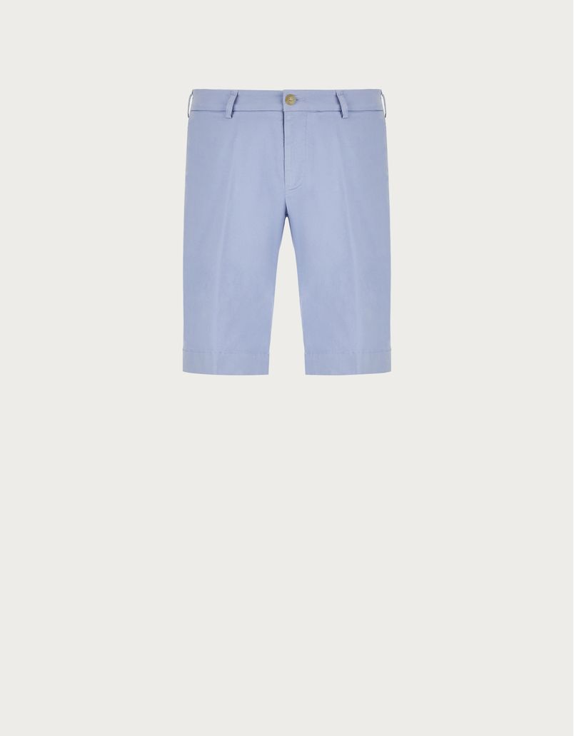 Light blue garment-dyed bermuda shorts in cotton micro twill