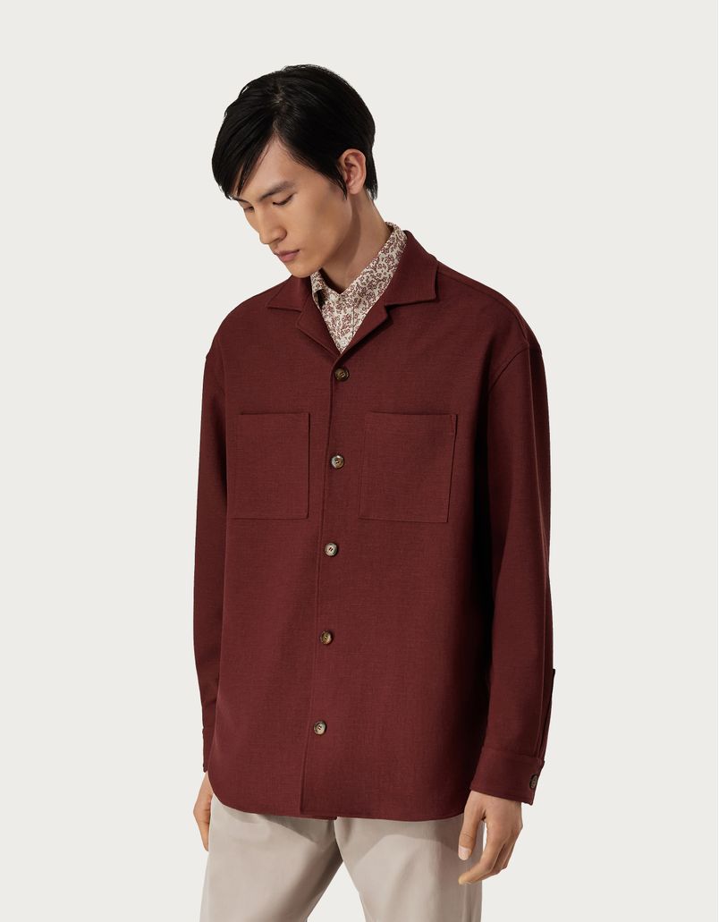 Dark red overshirt in a technical fabric