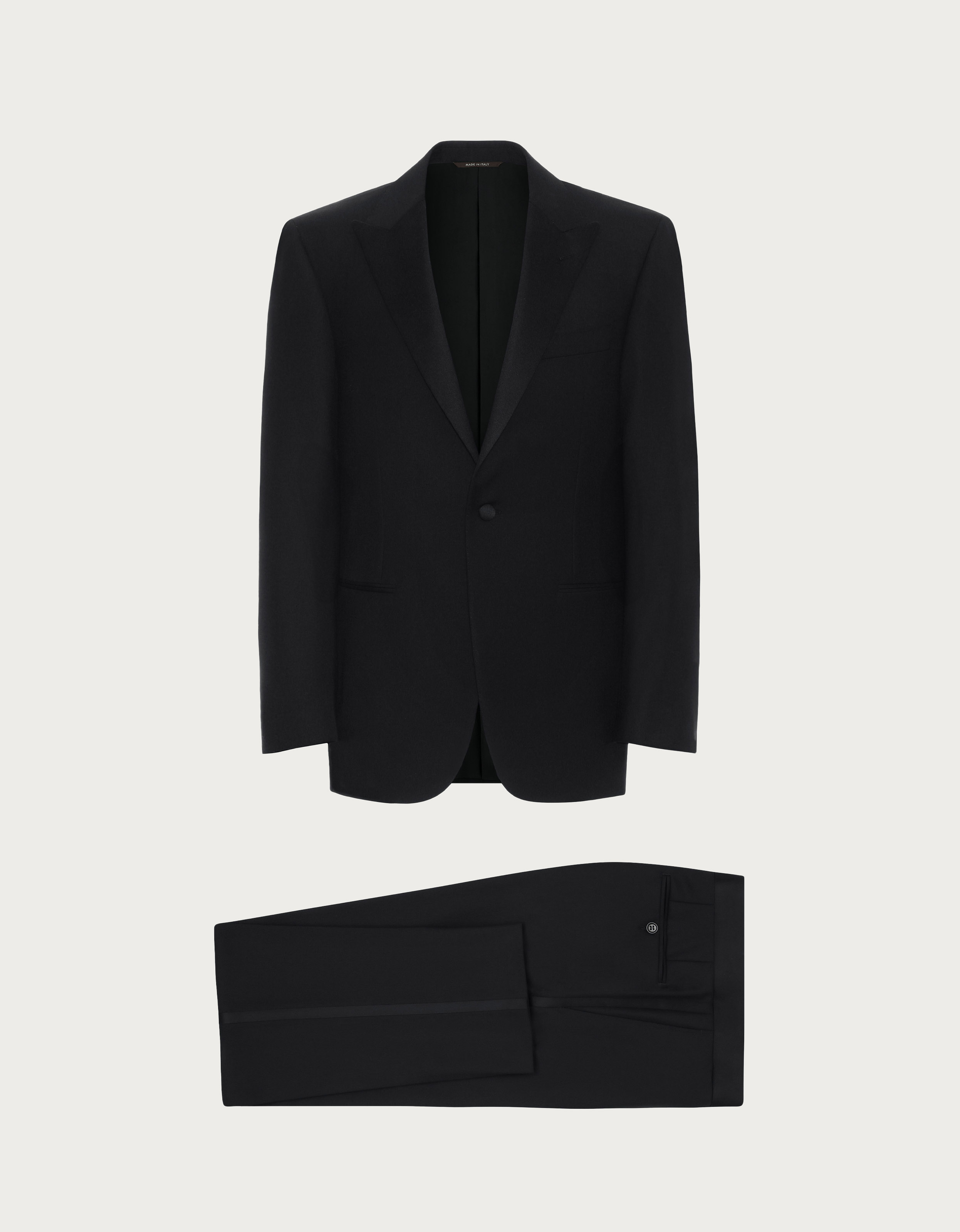 Elegant black wool tuxedo with silk peak lapels for men - Canali INTL