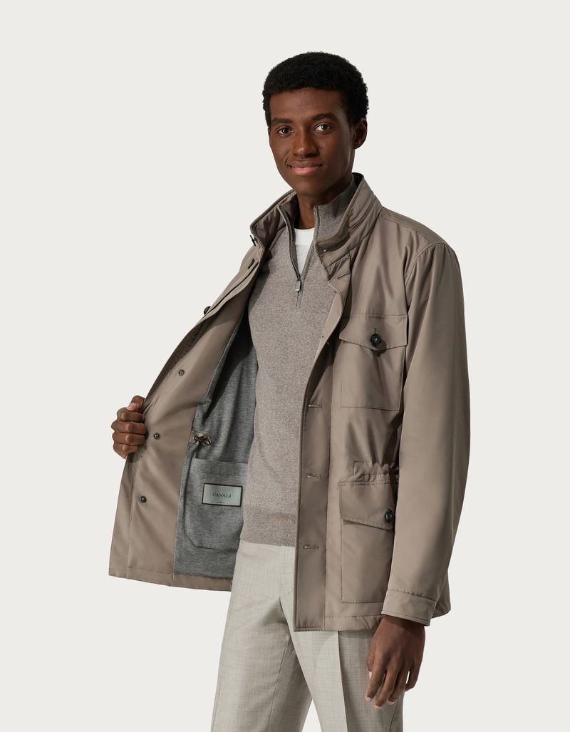 Field jacket in dove grey technical fabric