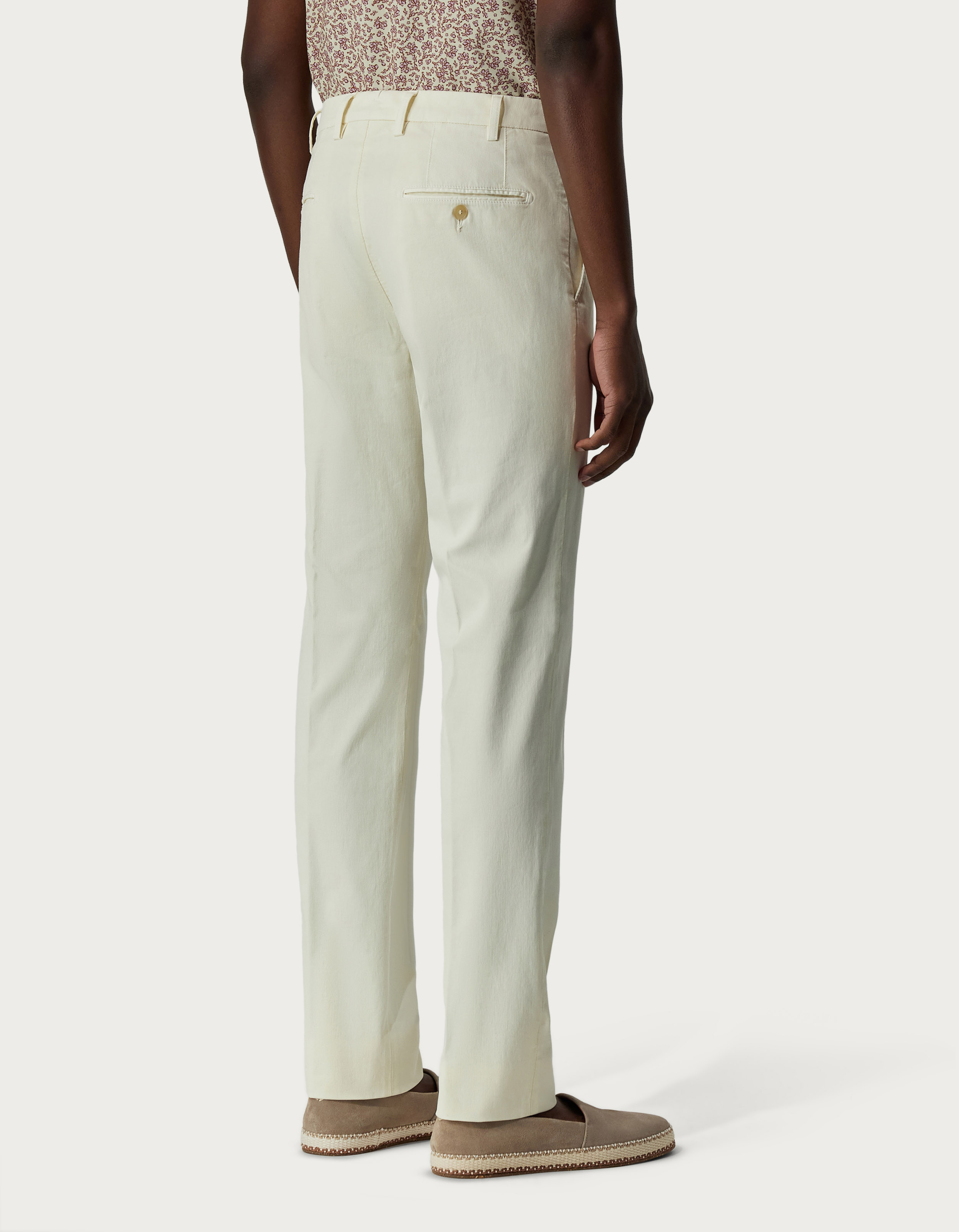 Chinos in white garment-dyed cotton grosgrain - Canali EU