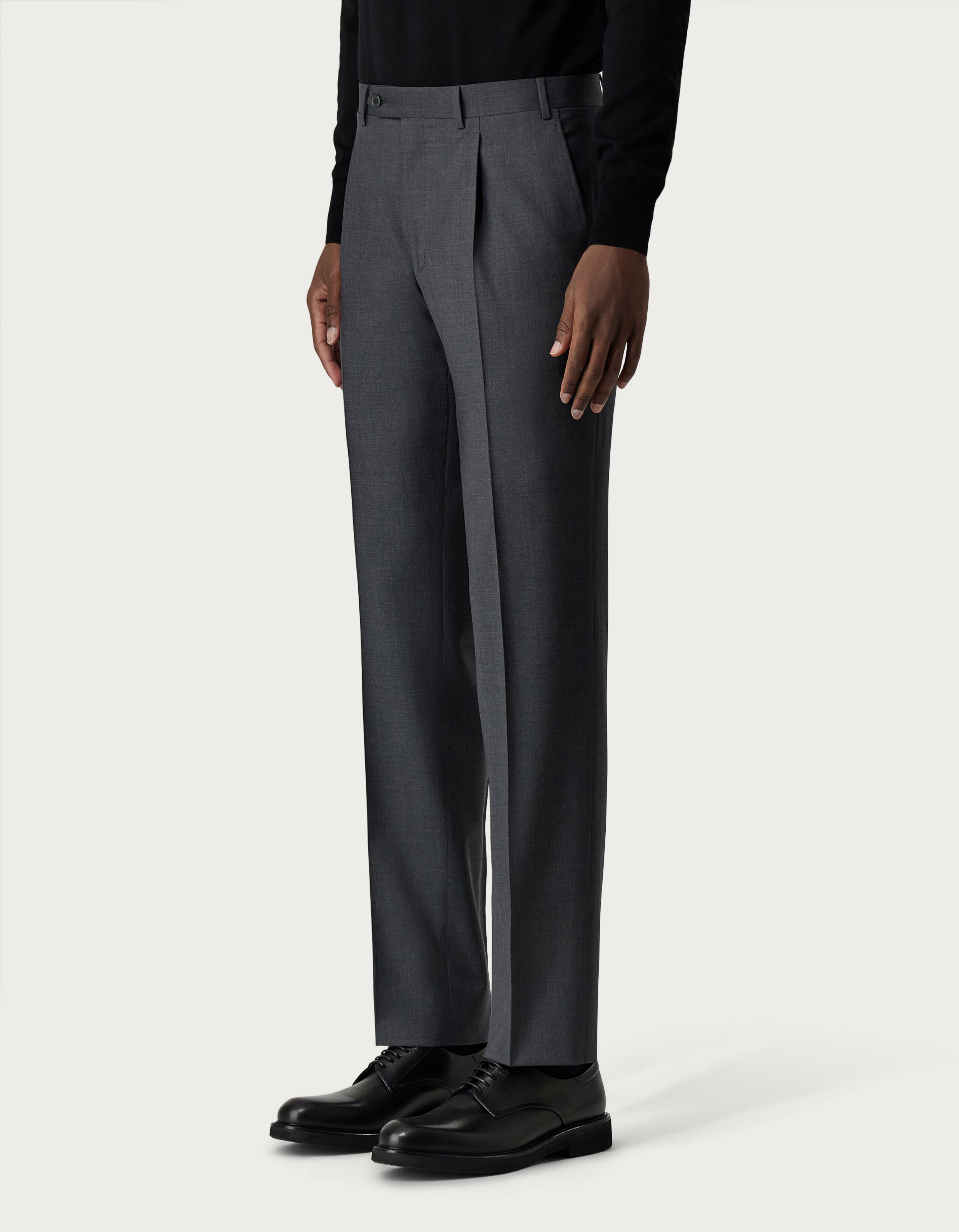 Dark grey pants with darts in Impeccabile wool - Canali INTL