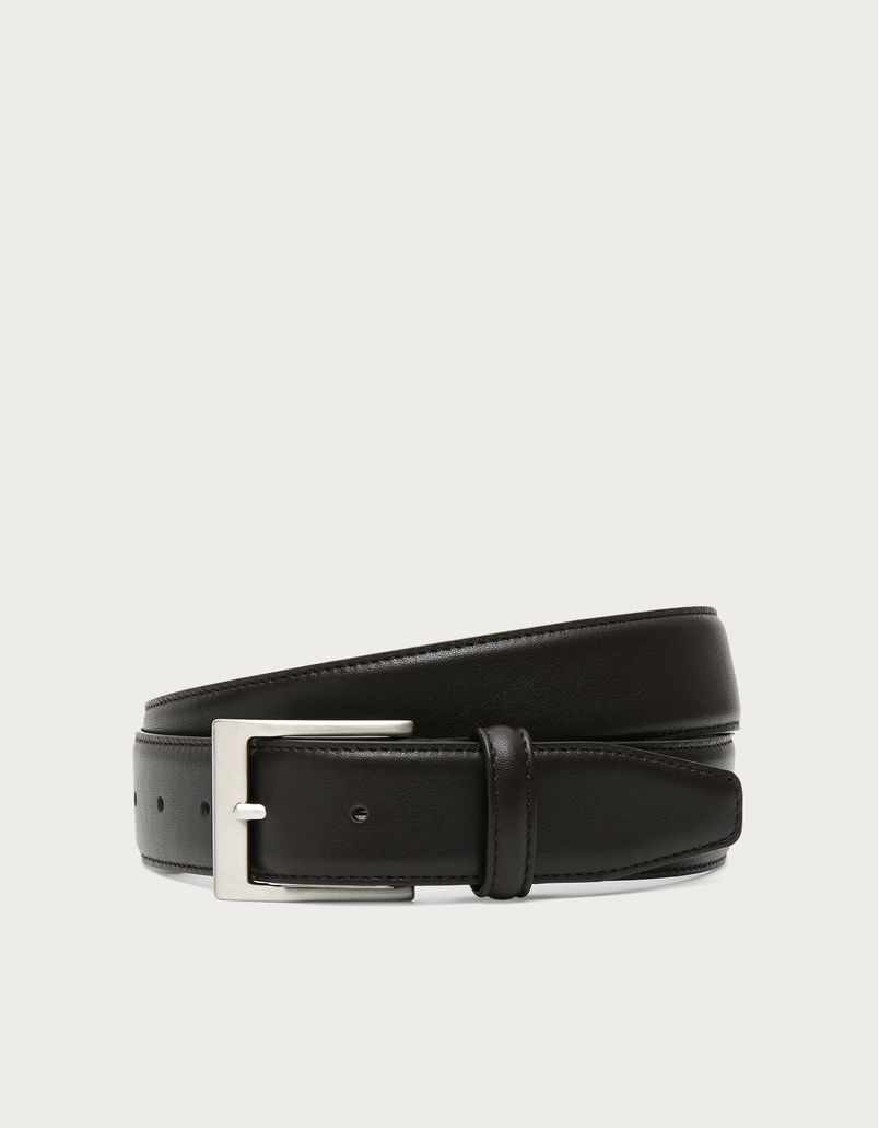 Dark brown calfskin leather belt