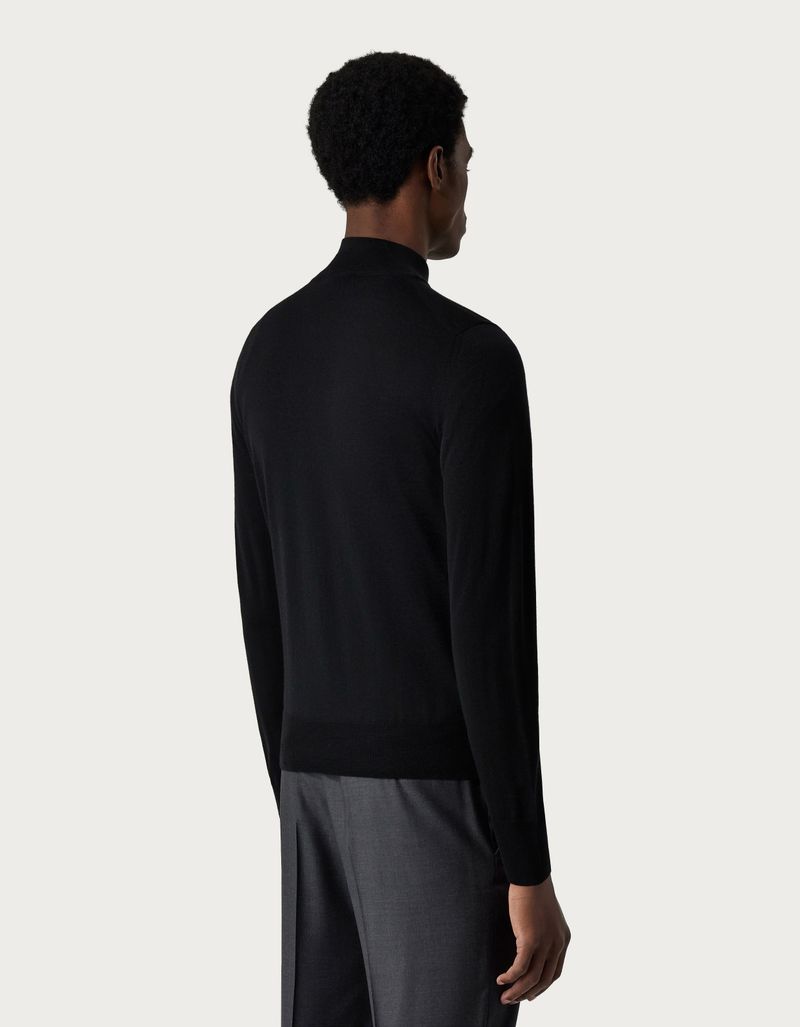 Pullover aus Merinowolle mit Reißverschluss Schwarz - Canali DE