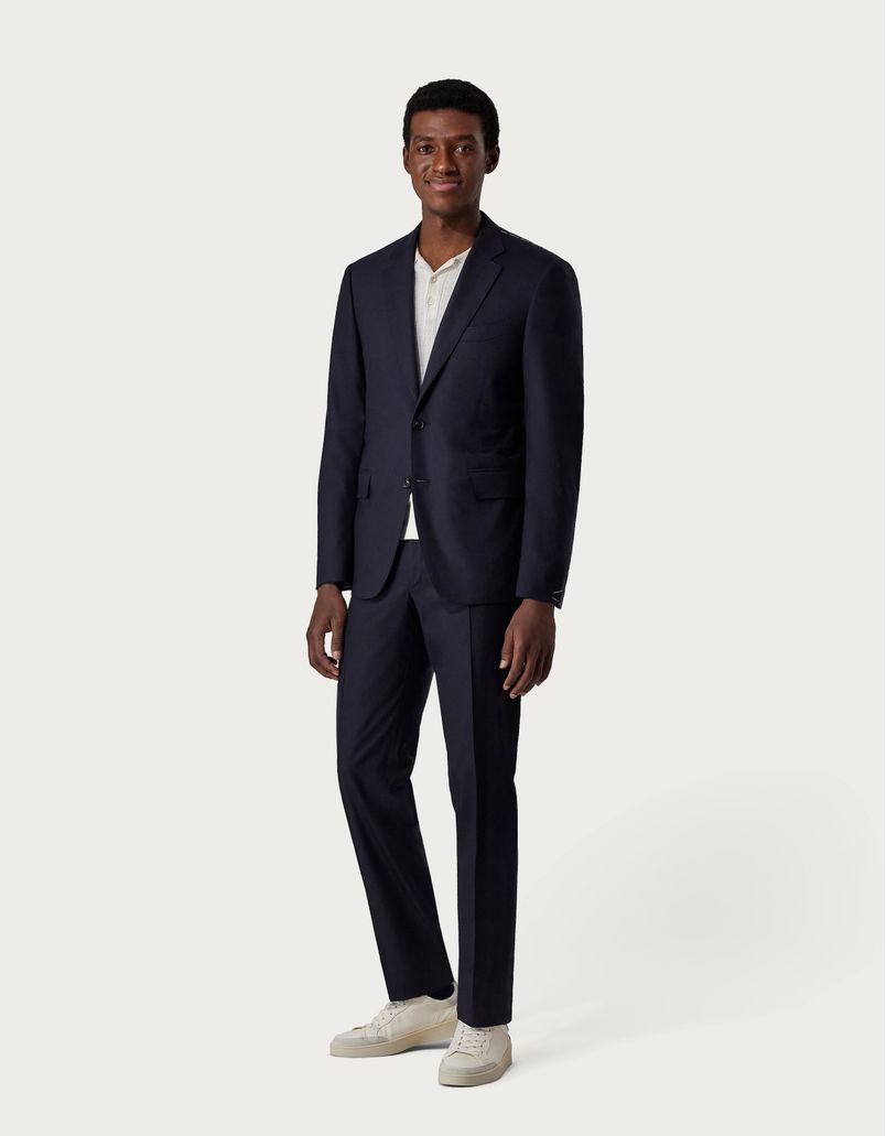Navy blue suit in stretch cashmere - Exclusive