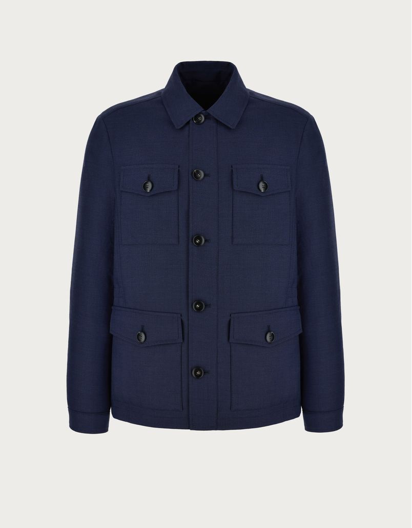 Reversible safari jacket in impeccable blue wool
