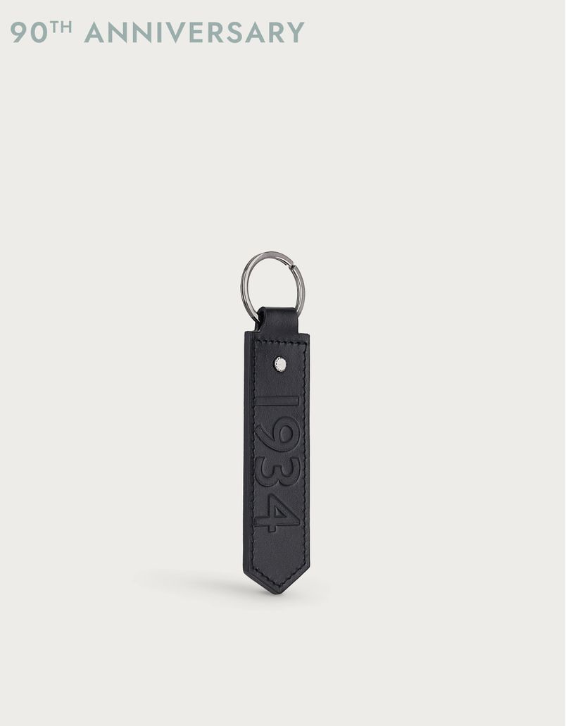 Calfskin key holder with snap hook and black leather lanyard - 90th anniversary