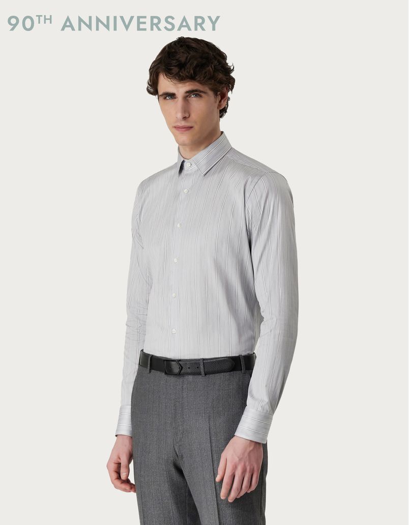 灰色混色棉修身版型衬衫 - 90 周年纪念版