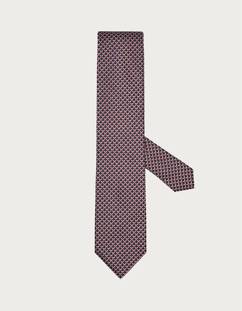 Cravatta in seta fantasia geometrica rossa