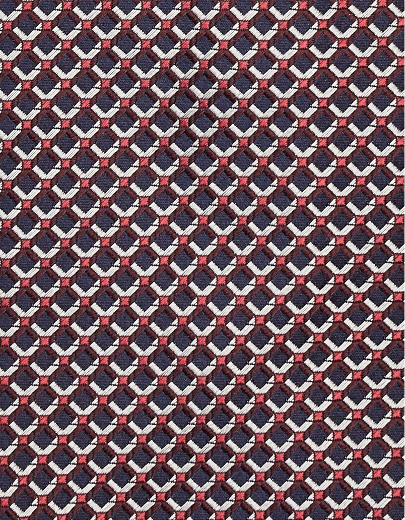 Red geometric patterned silk tie