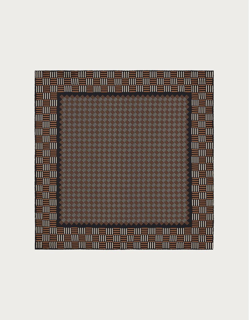 Pochette marron en soie avec motif géométrique