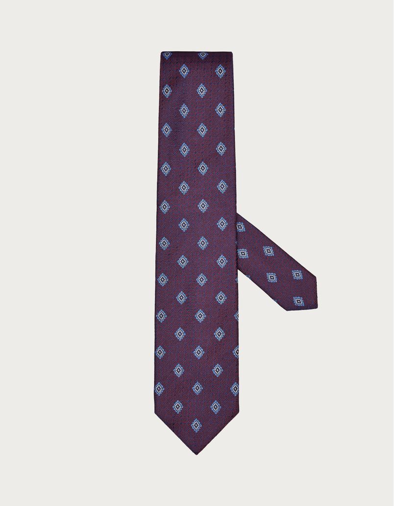 Purple patterned silk tie