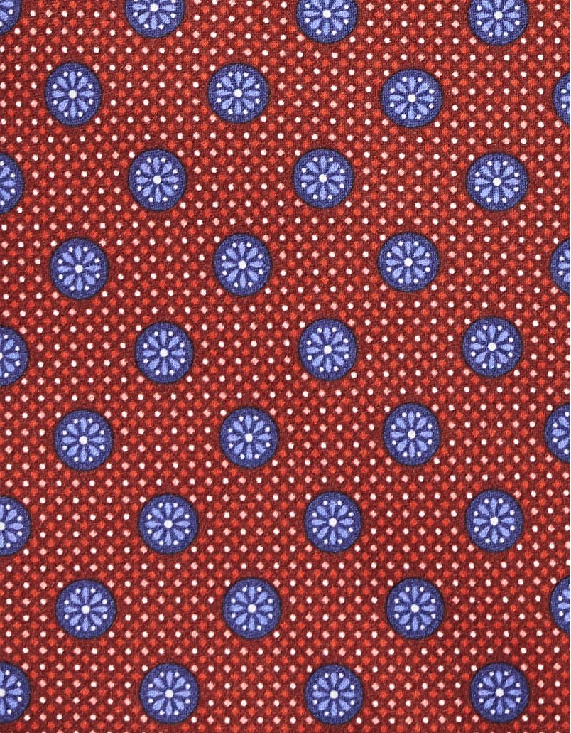 Red printed silk tie