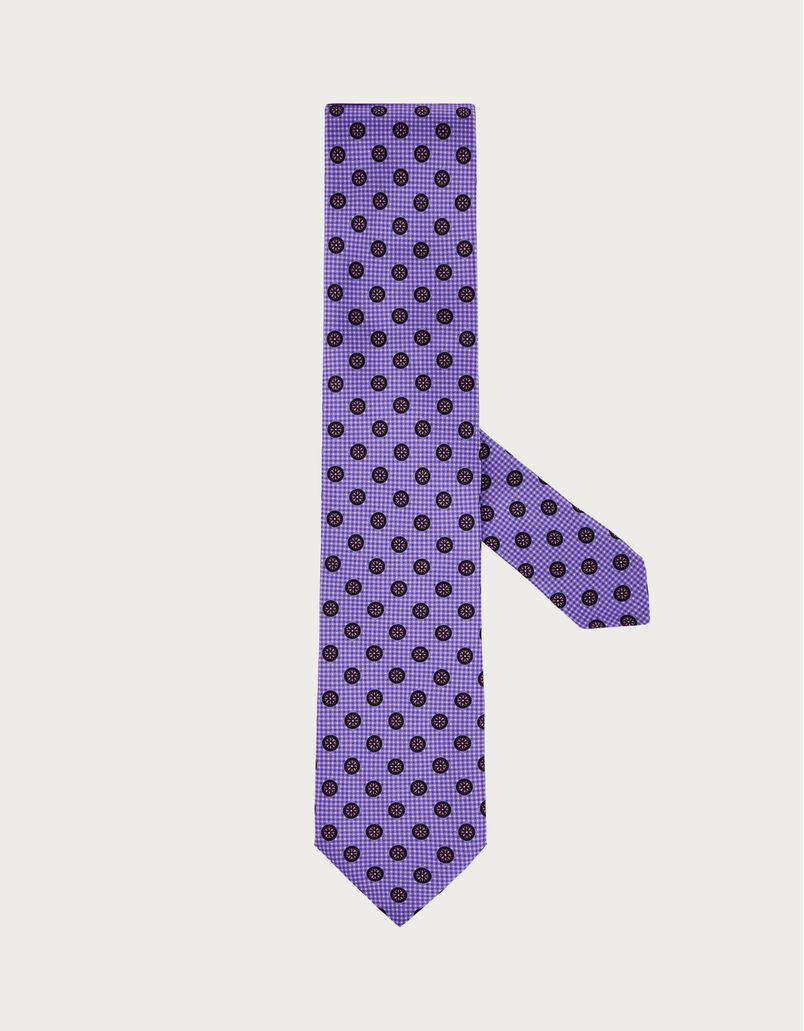 Purple printed silk tie