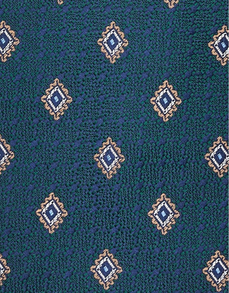 Green patterned silk tie