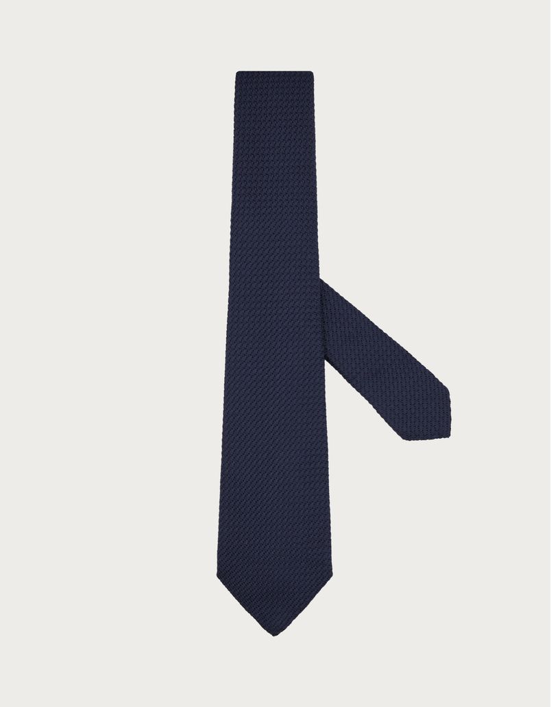 三折蓝色真丝领带