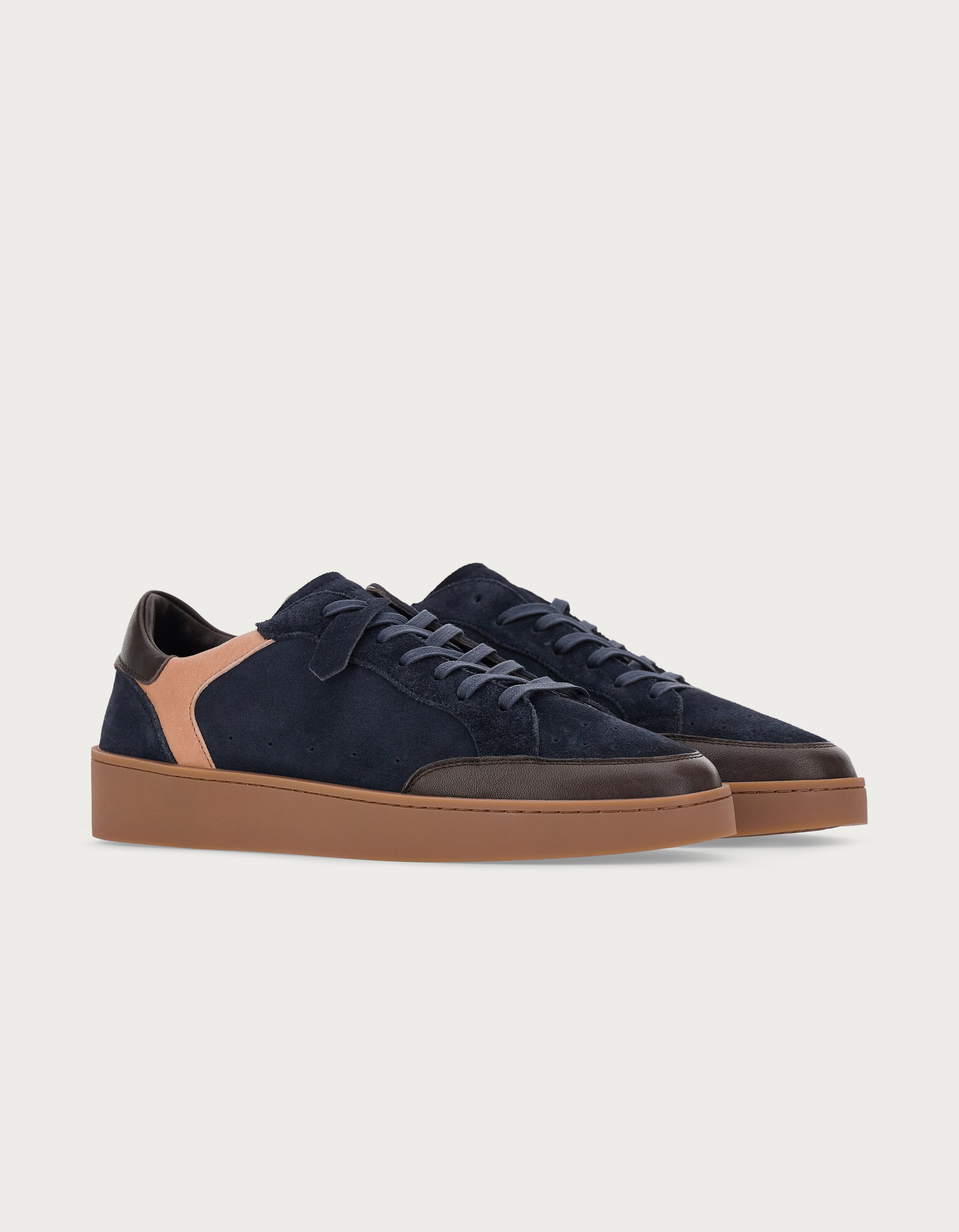 Blue sneakers in suede and sheepskin leather - Canali CH