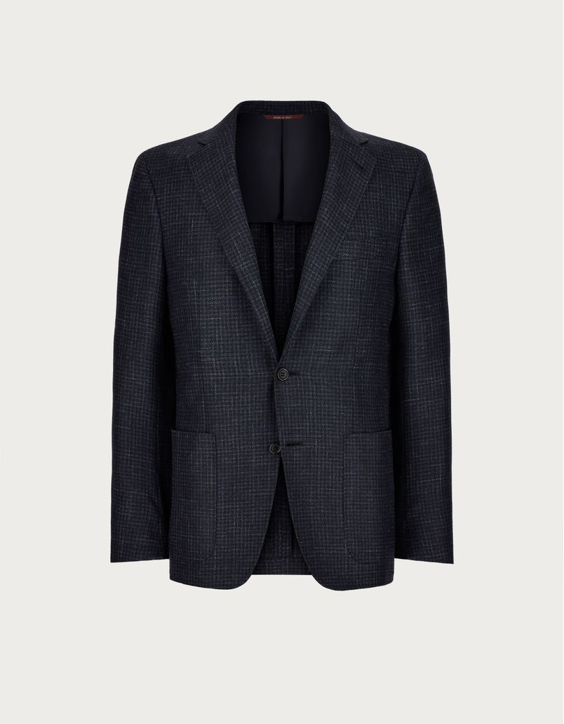 Blue linen silk and wool Kei blazer