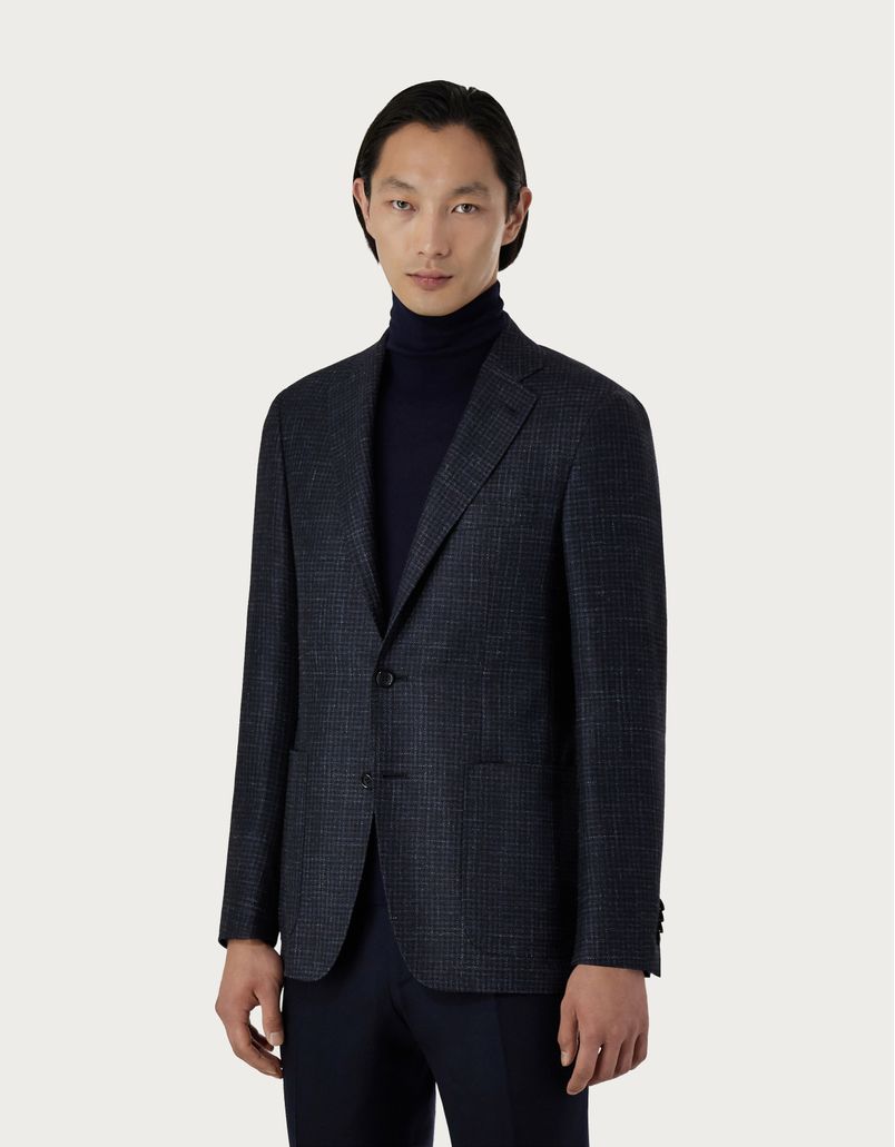 Blue linen silk and wool Kei blazer