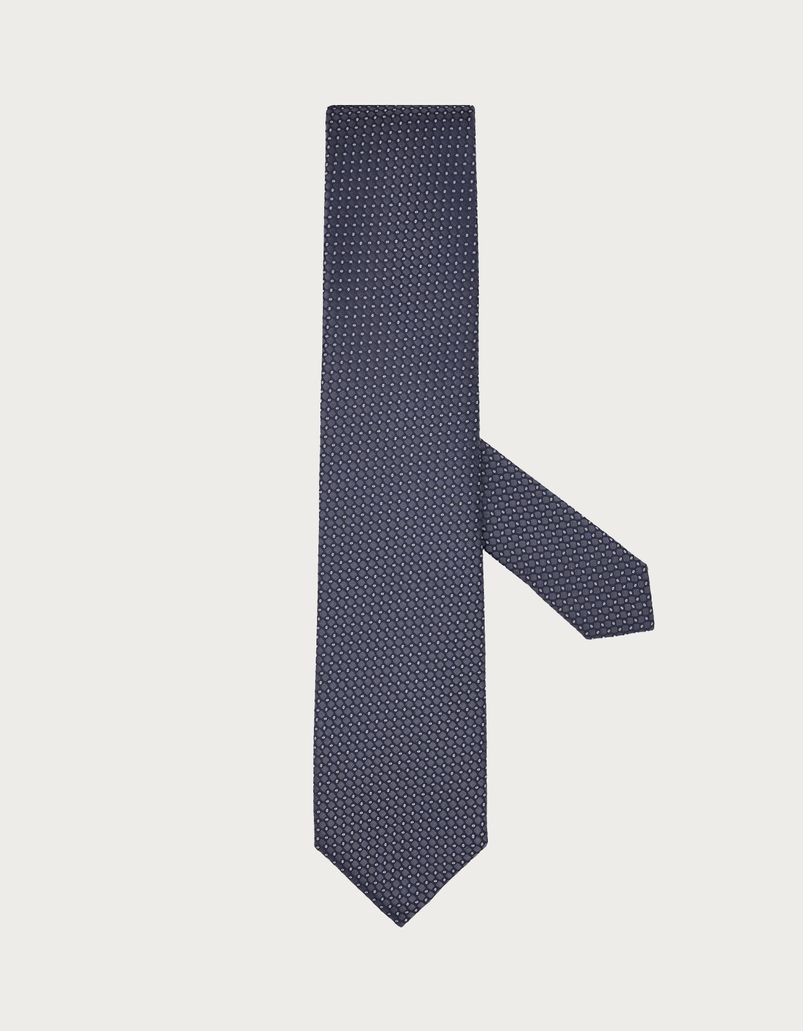 Grey silk tie with micro pattern