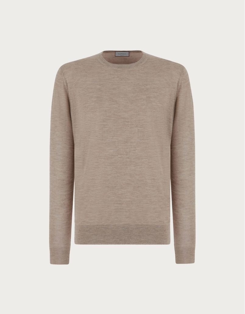 Hazelnut crew-neck in cashmere, wool and silk