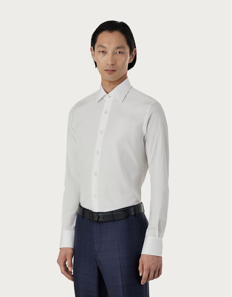 Regular-fit shirt in white Oxford sea island cotton