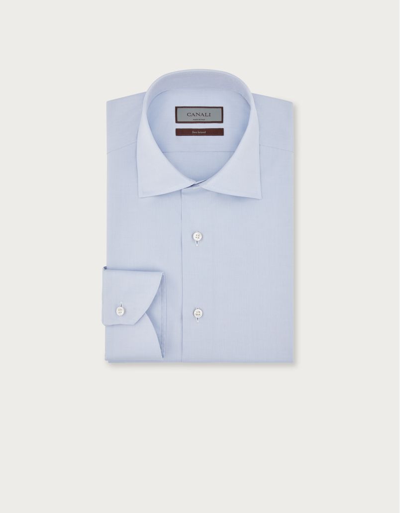 Regular-fit shirt in light blue Oxford sea island cotton