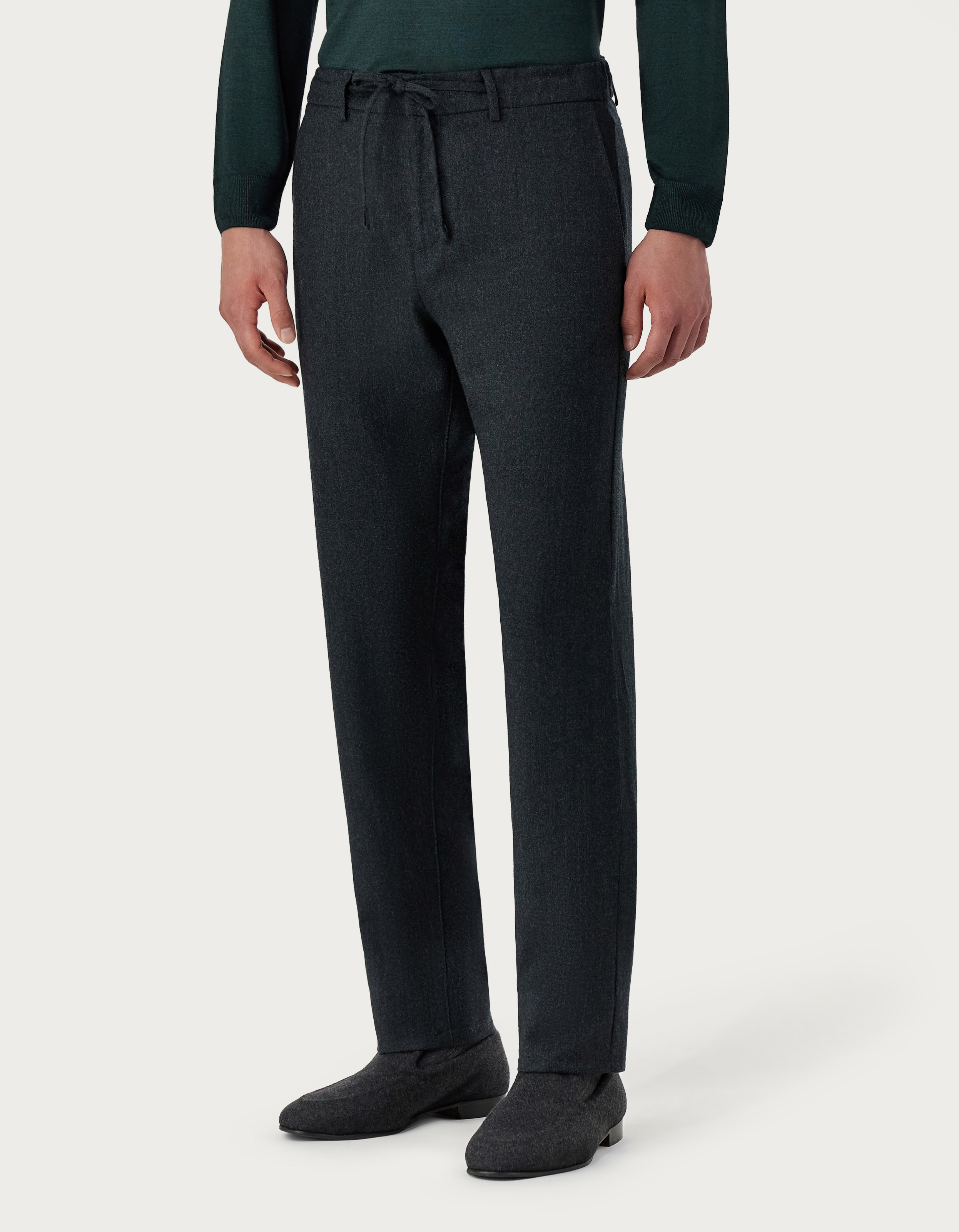 Slash pocket men's pants in wool flannel - Canali INTL