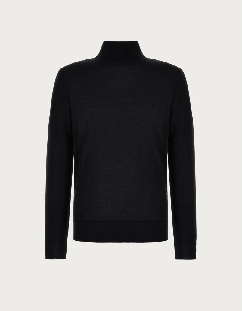 Black turtleneck in cashmere, wool and silk