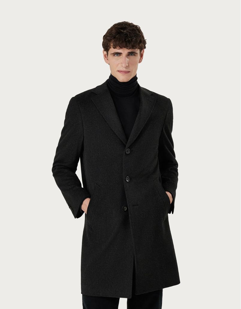 Anthracite coat in wool and cashmere