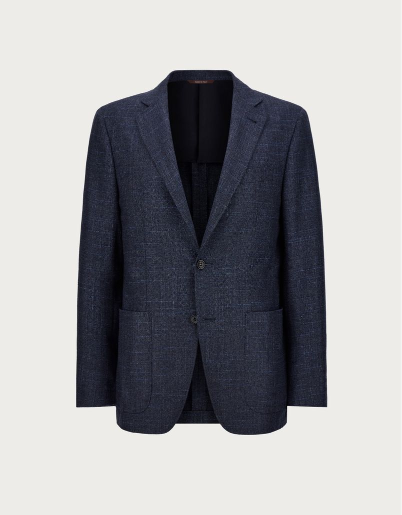 Blue and light blue Kei blazer in wool, silk and cashmere