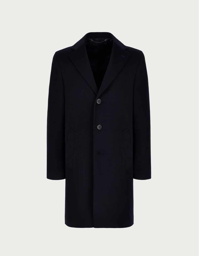 Navy blue coat in wool and cashmere