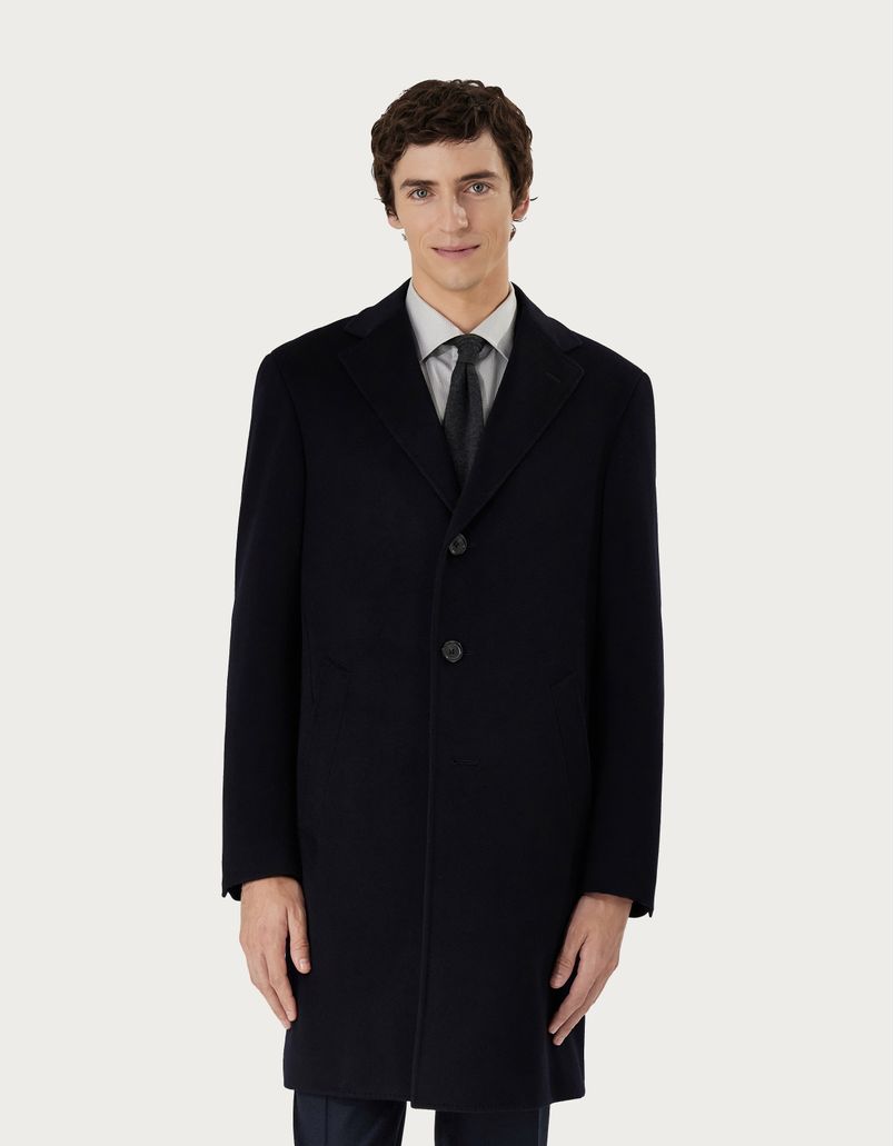 Navy blue coat in wool and cashmere