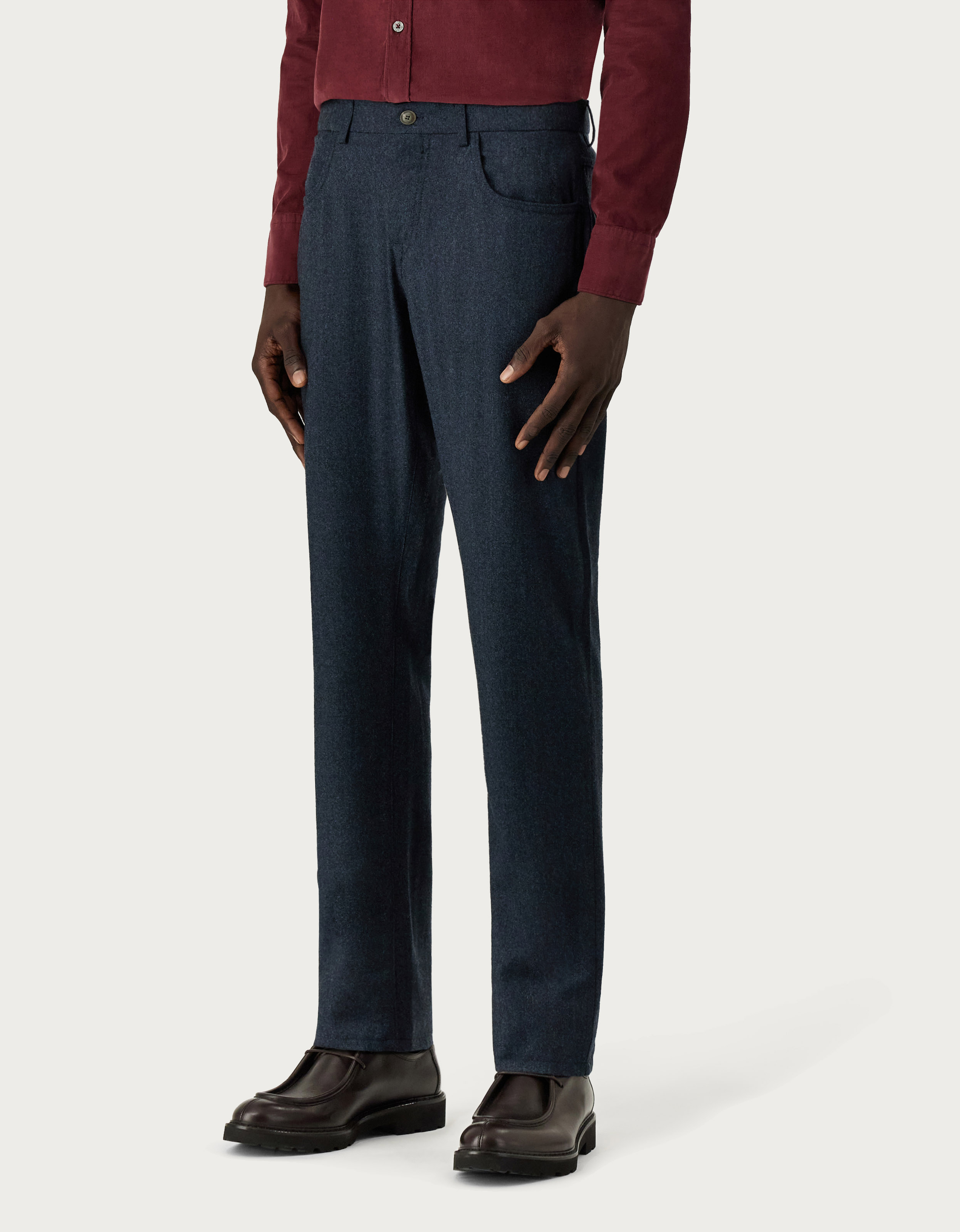 Five-pocket men's pants in wool flannel - Canali INTL