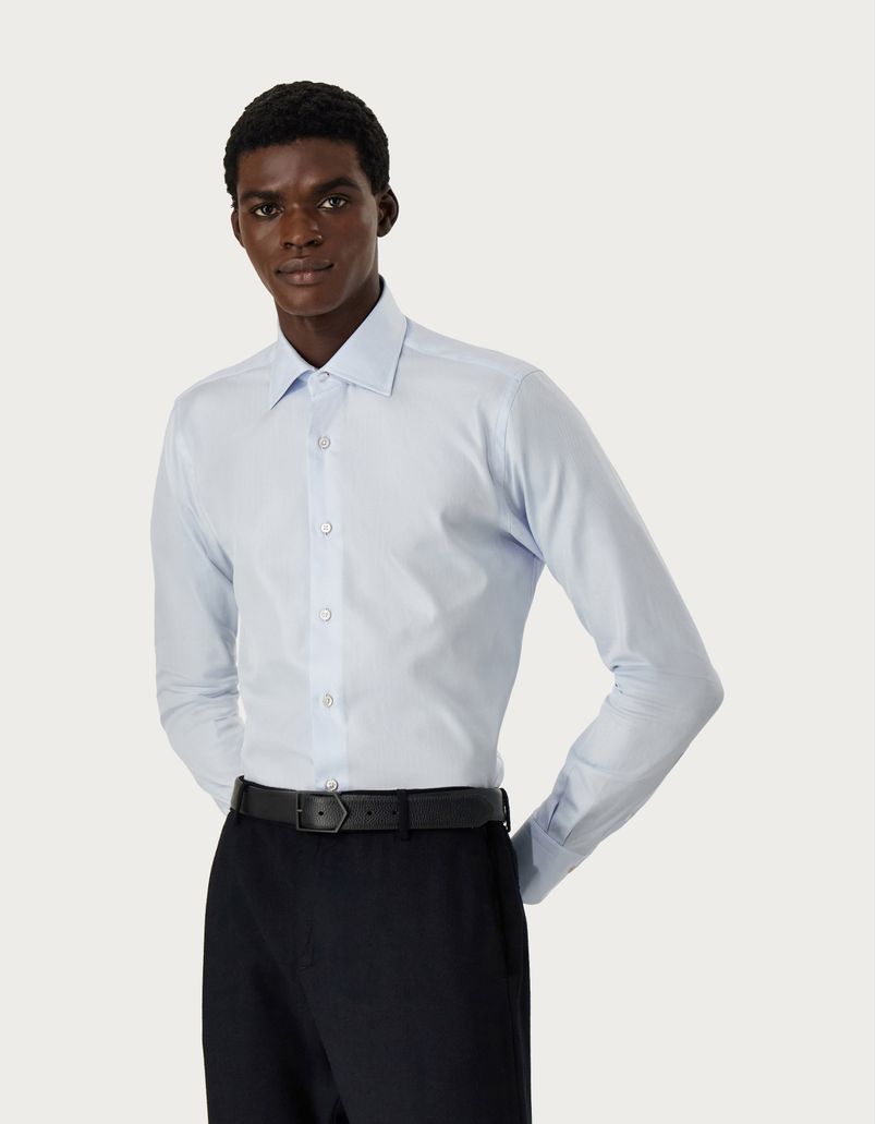 Regular-fit shirt in light blue cotton