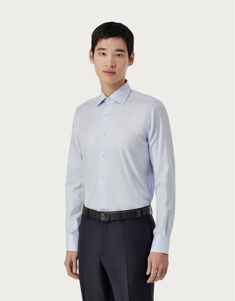 Regular-fit shirt in light blue cotton