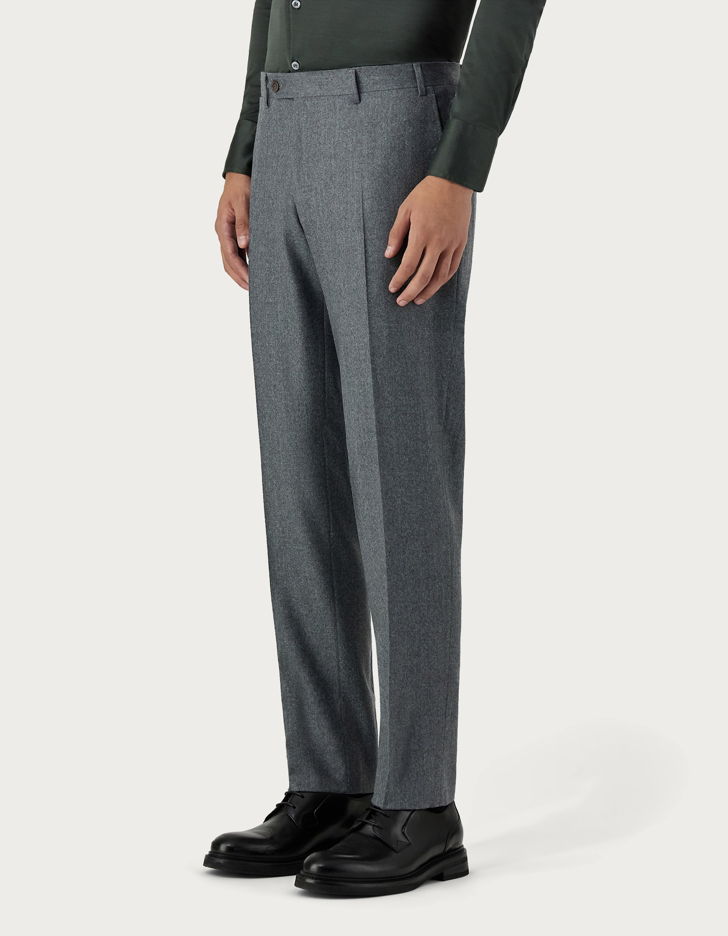 Gray men's wool flannel pants - Canali INTL