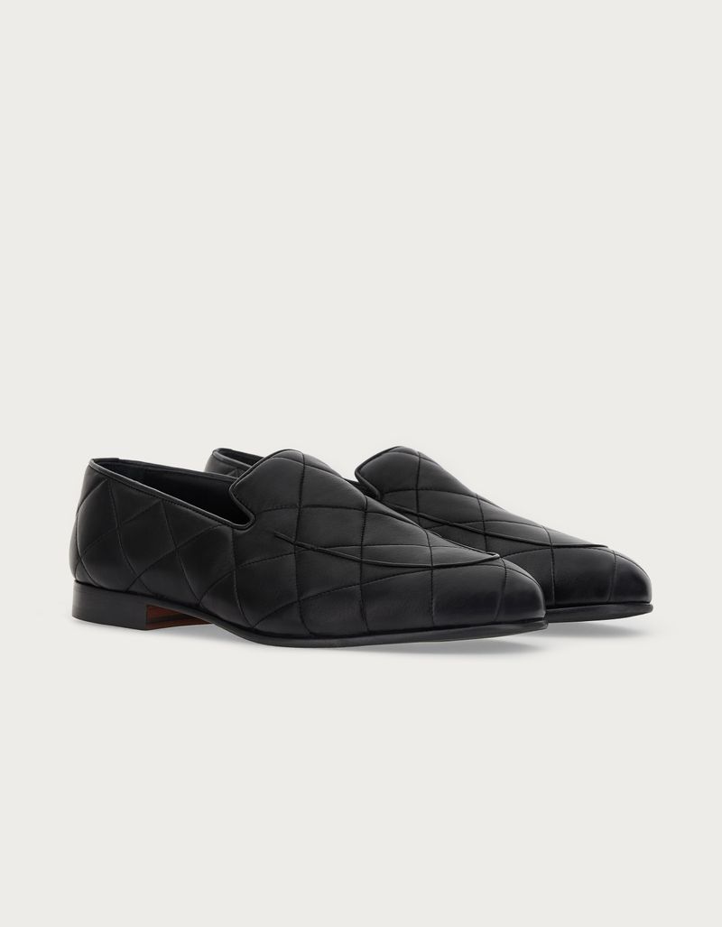 Black quilted sheepskin leather loafer for men Canali EU