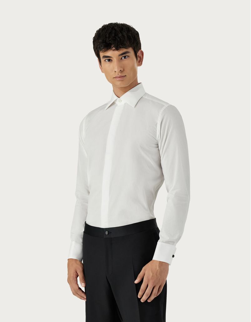 Regular fit ceremony white cotton shirt