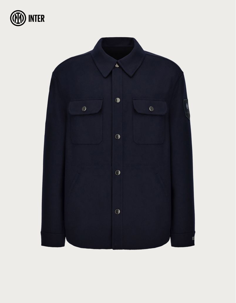 Reversible overshirt in blue and black double wool - Inter collection