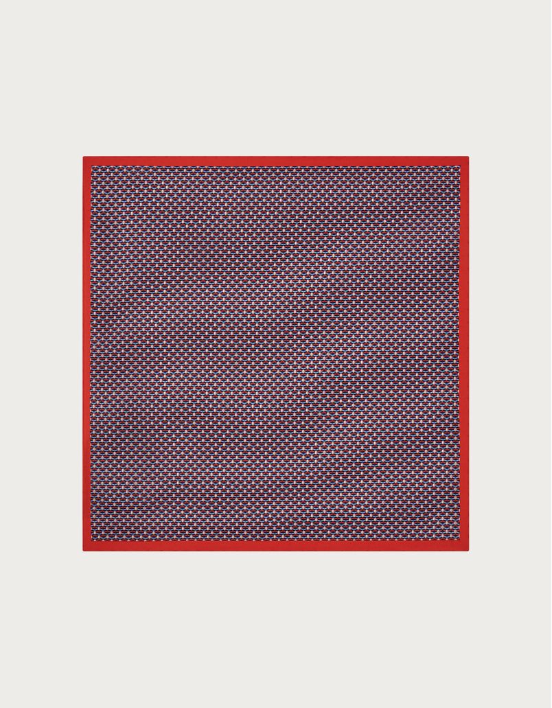 Printed red silk pocket square
