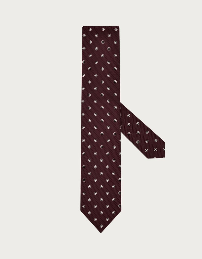 Burgundy patterned silk jacquard tie